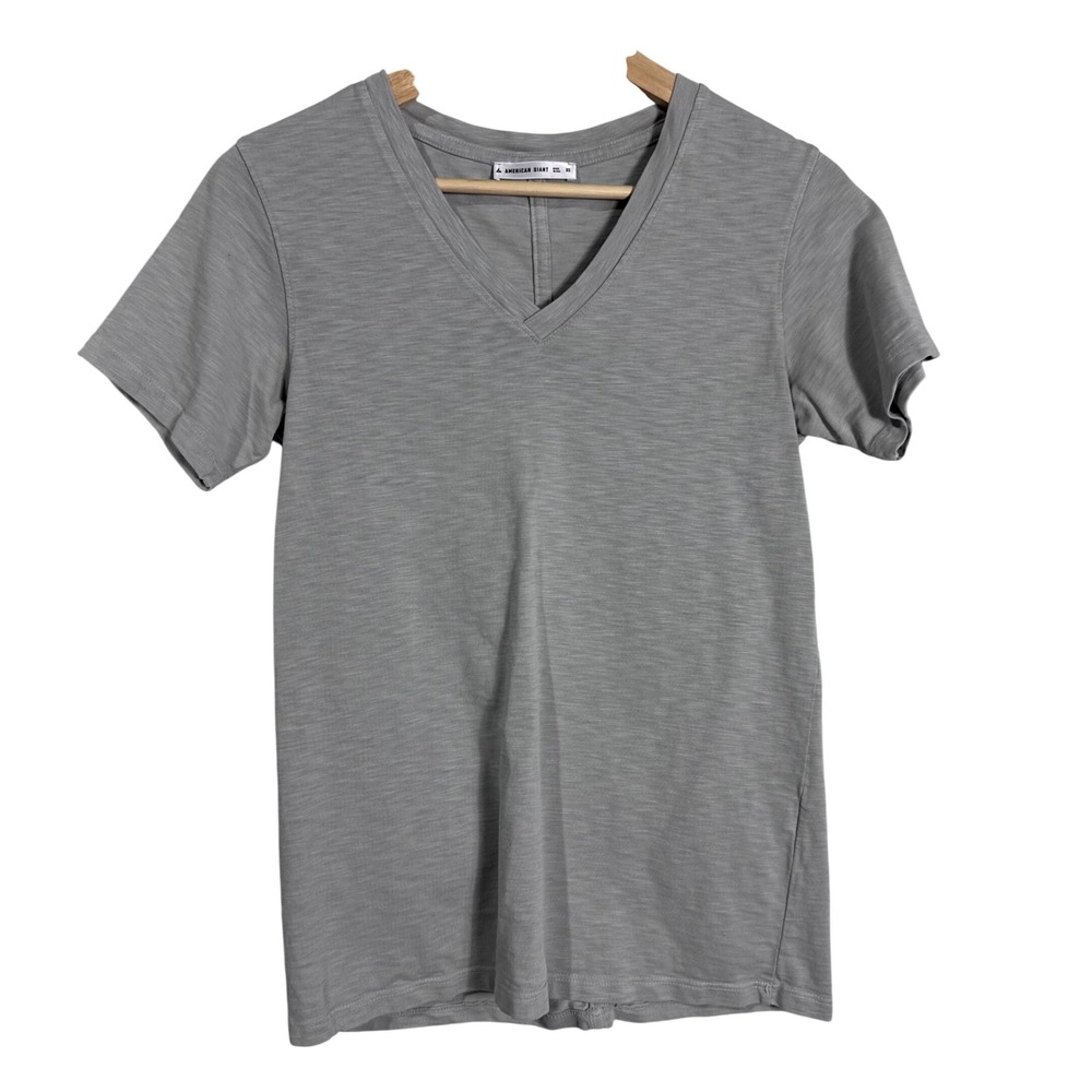 American Giant Womens Gray Supima‎ Cotton V-Neck Slub T-Shirt Made in USA XS